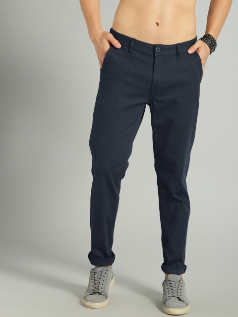 

Roadster Men Navy Blue Regular Fit Self Design Regular Trousers