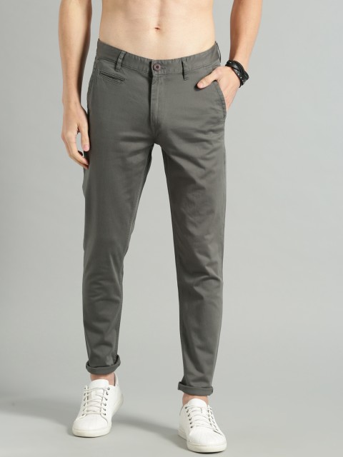 

The Roadster Lifestyle Co Men Charcoal Grey Regular Fit Solid Chinos