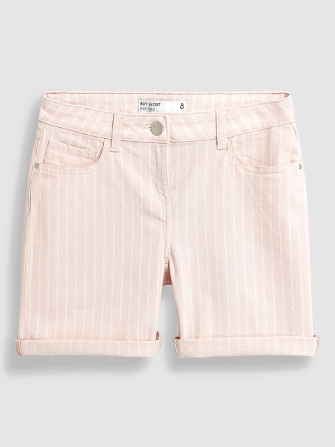 

next Women Pink Striped Regular Fit Regular Shorts