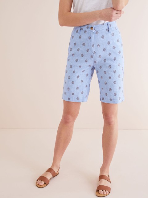 

next Women Blue Printed Regular Fit Regular Shorts