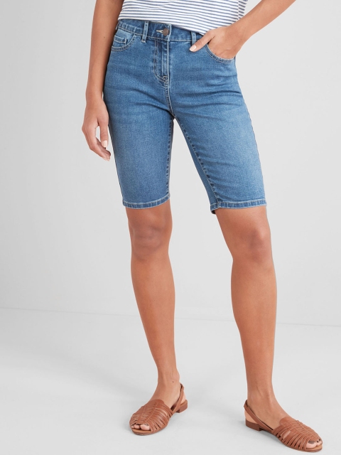 

next Women Blue Washed Regular Fit Denim Shorts