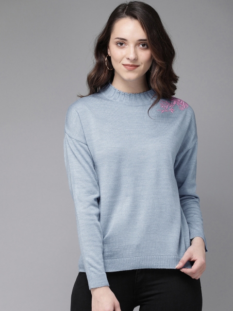 

Anouk Women Blue Solid Sweater