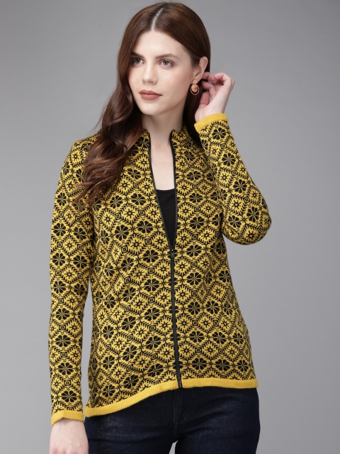 

Anouk Women Black & Yellow Self Design Sweater