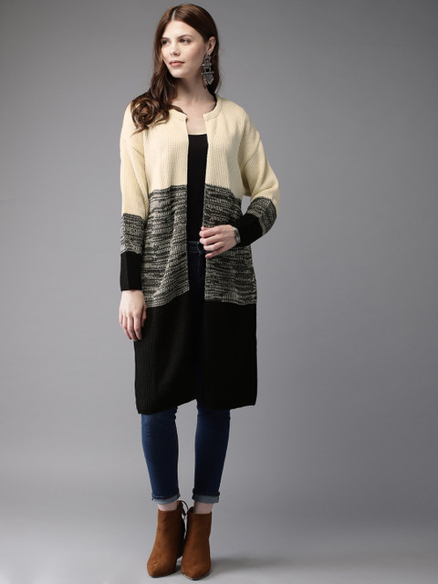 

Anouk Women Beige & Black Colourblocked Sweater