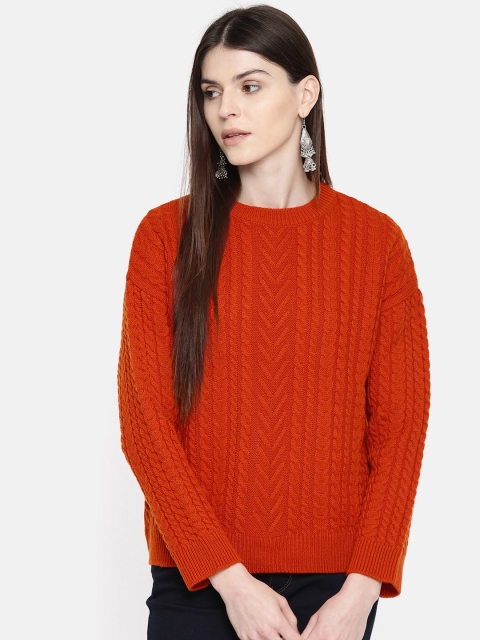 

Anouk Women Rust Self Design Sweater