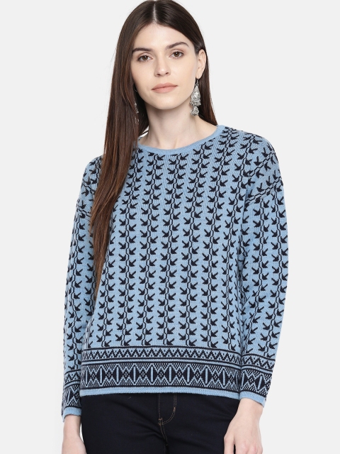 

Anouk Women Blue Printed Sweater