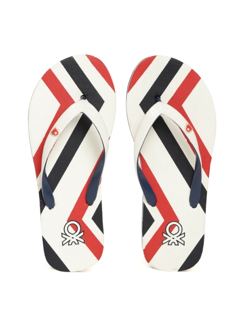 

United Colors of Benetton Women White & Navy Blue Printed Thong Flip-Flops