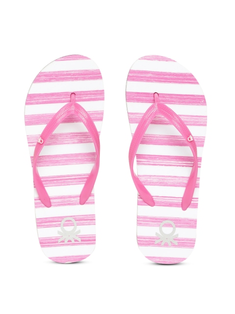 

United Colors of Benetton Women Pink & White Striped Thong Flip-Flops