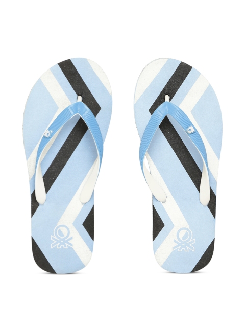 

United Colors of Benetton Women Blue & White Printed Thong Flip-Flops