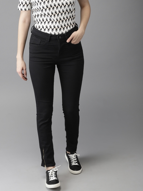 

HERE&NOW Women Black Skinny Fit High-Rise Clean Look Stretchable Jeans