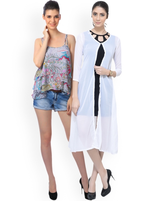 

SCORPIOUS Women Pack of Shrug & Top, White