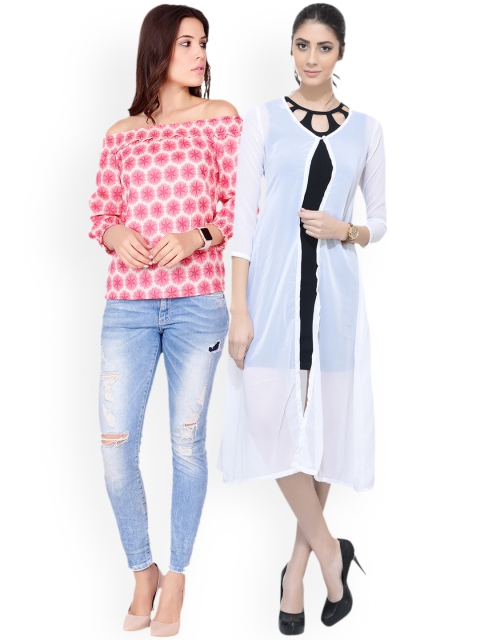 

SCORPIOUS Women Pack of Shrug & Top, White