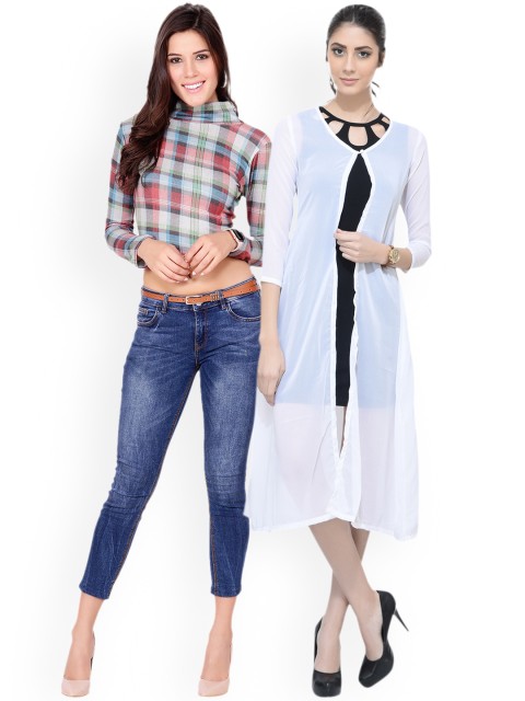 

SCORPIOUS Women Pack of Shrug & Top, White