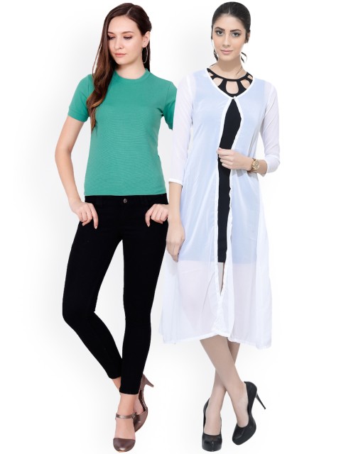 

SCORPIOUS Women Pack of Shrug & Top, White