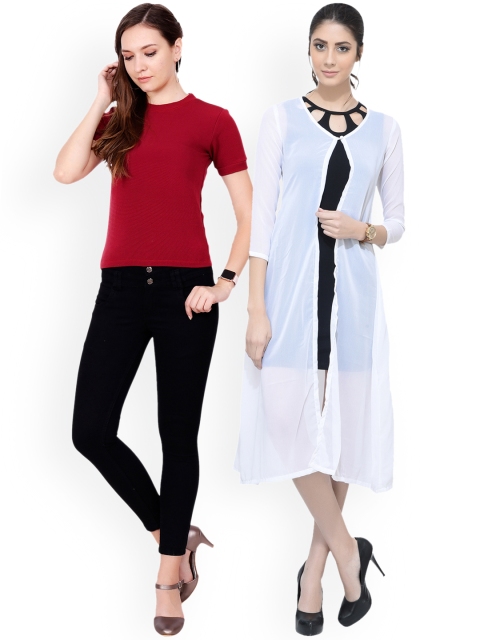 

SCORPIOUS Women Pack of Shrug & Top, White