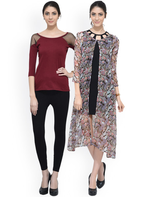 

SCORPIOUS Women Pack of Shrug & Top, Multi
