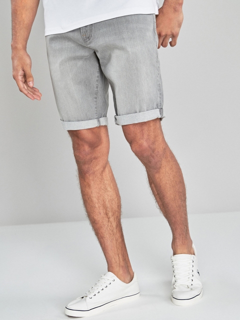 

next Men Grey Washed Regular Fit Denim Shorts