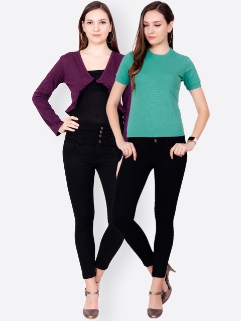 

SCORPIOUS Women Pack of Shrug & Top, Purple