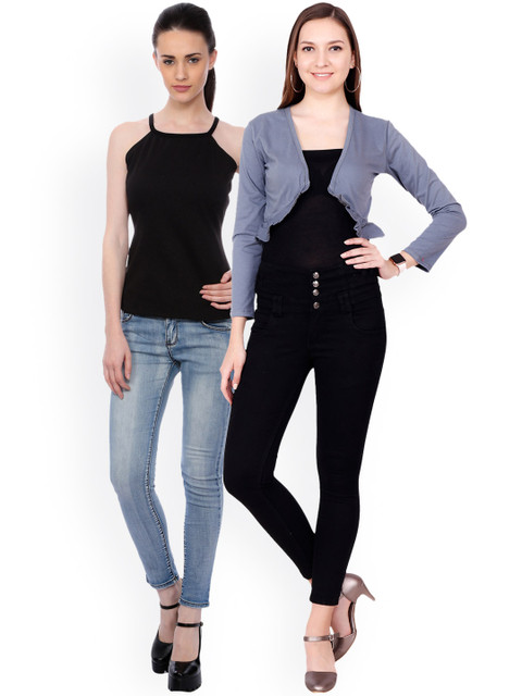 

SCORPIOUS Women Pack of Shrug & Top, Black
