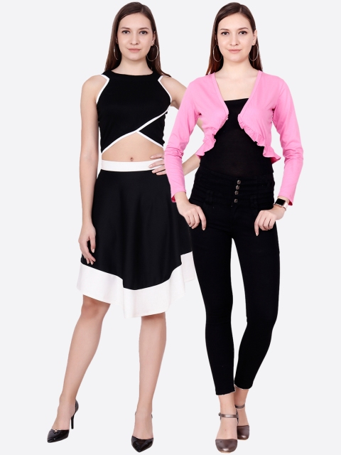 

SCORPIOUS Women Pack of Shrug and Top, Black