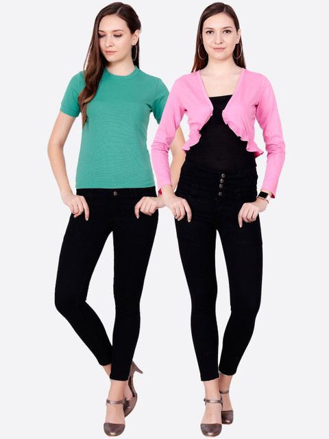 

SCORPIOUS Women Pack of Shrug and Top, Green