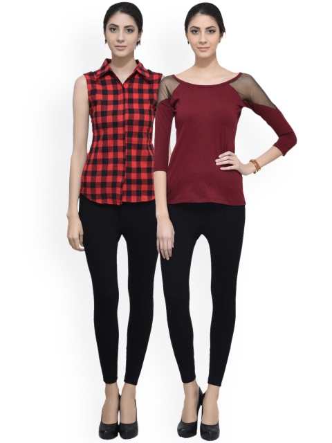 

SCORPIOUS Women Pack of Shirt and Top, Maroon