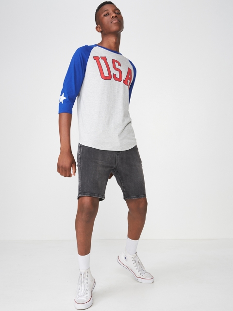 

COTTON ON Men Blue Printed Round Neck T-shirt