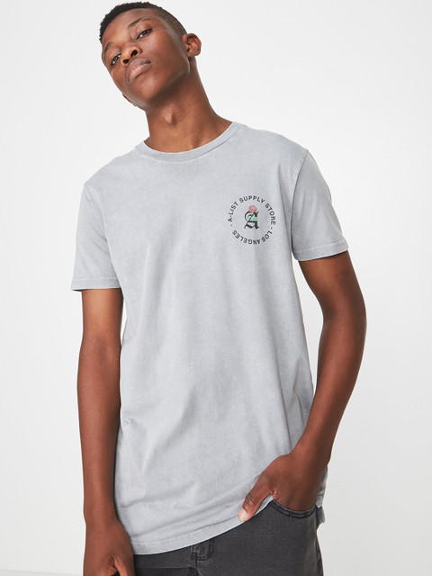 

COTTON ON Men Grey Solid Round Neck T-shirt