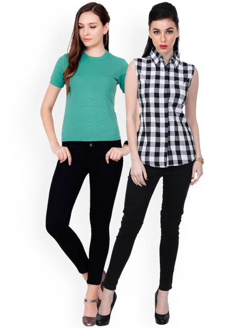 

SCORPIOUS Women Pack of Shirt and Top, Green