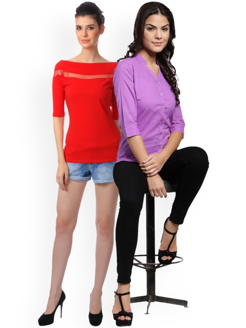 

SCORPIOUS Women Pack of Shirt and Top, Red