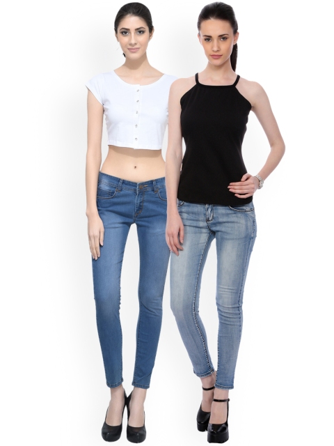 

SCORPIOUS Women Pack of two Pure Cotton Tops, White