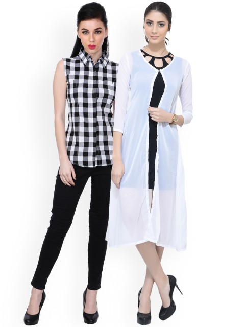 

SCORPIOUS Women Pack of Shrug and Shirt, White