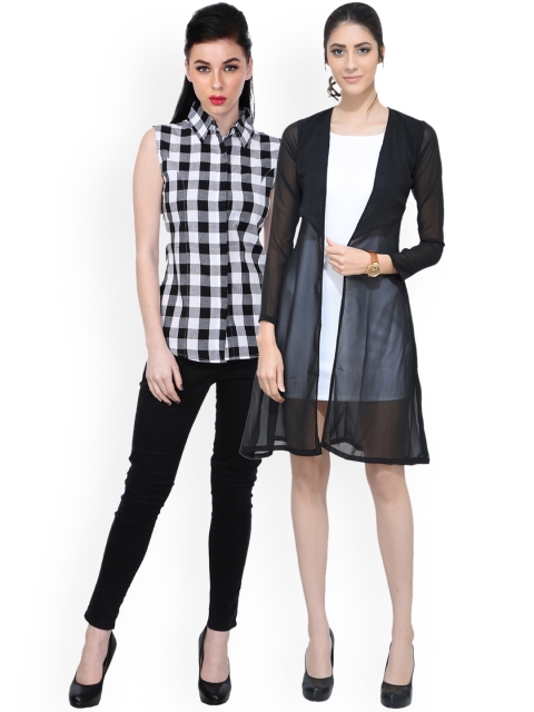 

SCORPIUS Women Pack of Shirt With Shrug, Black