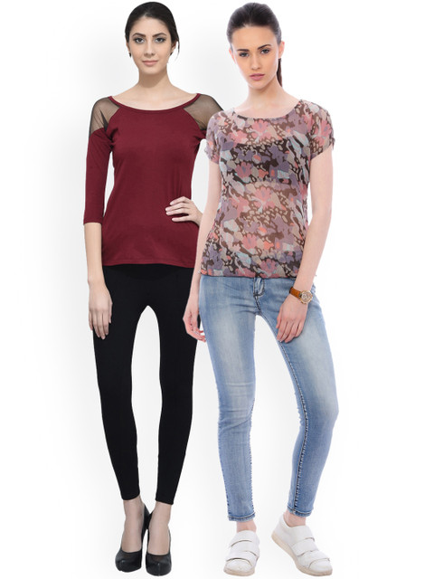 

SCORPIUS Women Pack of 2 Tops, Maroon