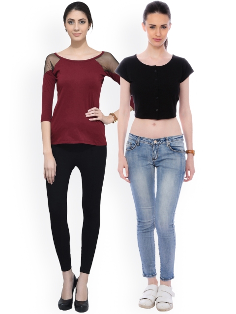 

SCORPIUS Women Pack of 2 Tops, Maroon