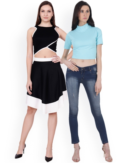 

SCORPIUS Women Pack of 2 Crop Tops, Blue