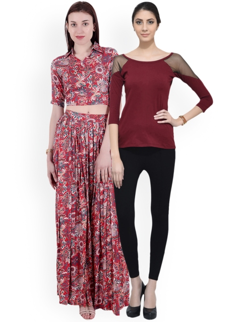 

SCORPIUS Women Pack of 2 Tops, Maroon