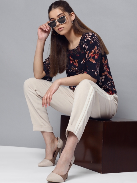 

STREET 9 Women Navy Blue Printed Top