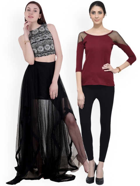 

SCORPIUS Women Pack of 2 Tops, Maroon
