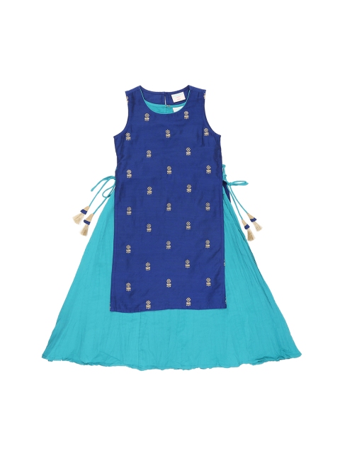 

Pantaloons Junior Girls Blue & Turquoise Blue Embroidered A-Line Kurta