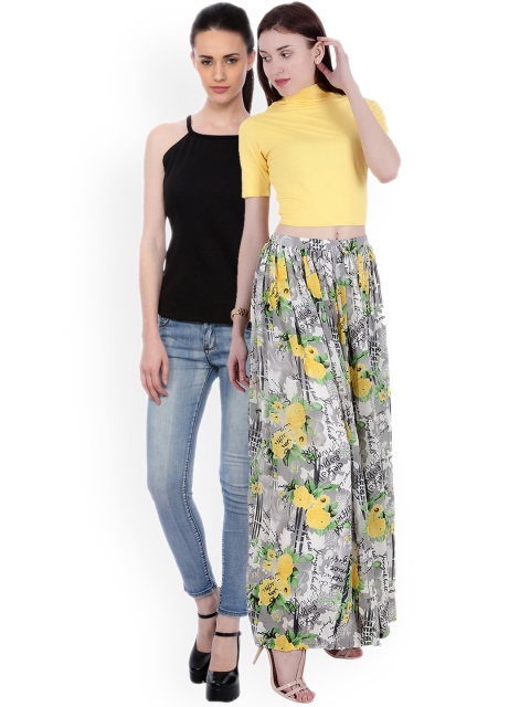 

SCORPIUS Women Pack of 2 Solid Tops, Black