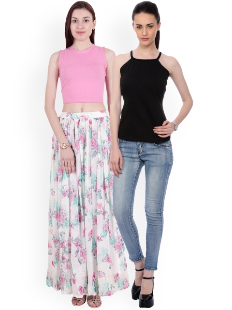 

SCORPIUS Women Pack of 2 Solid Tops, Black