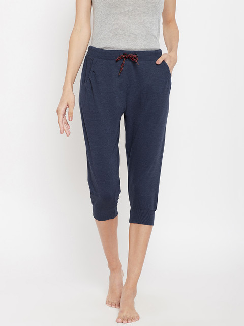 

Sweet Dreams Women Indigo Blue Solid Casual Lounge Capris, Navy blue