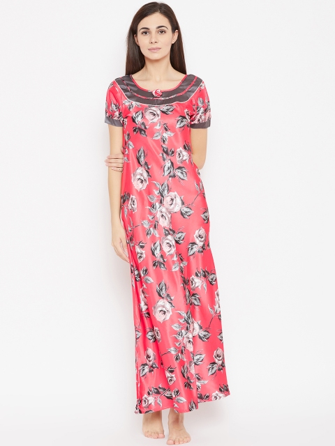

Sweet Dreams Red & Grey Printed Maxi Nightdress