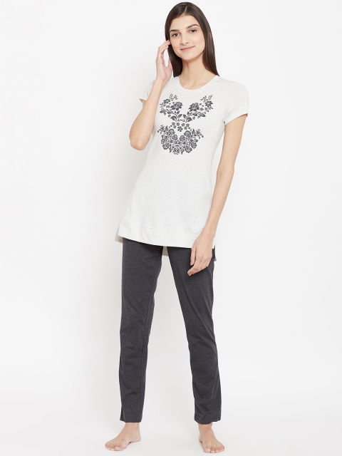 

Sweet Dreams Women Off-White & Charcoal Grey Printed Night Suit