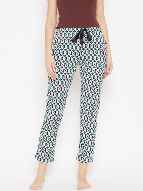 

Sweet Dreams Women Green & White Printed Lounge Pants