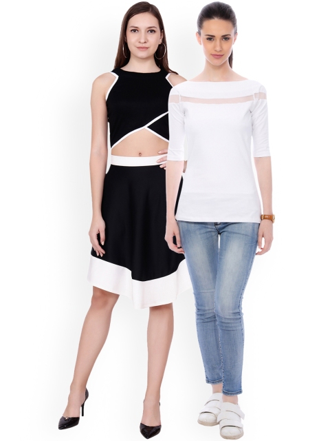 

SCORPIUS Women Pack of 2 Solid Tops, White