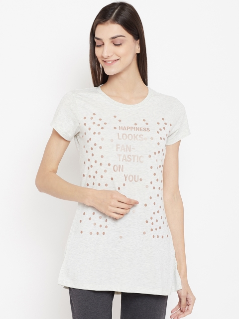 

Sweet Dreams Women Grey Melange Printed Lounge T-Shirt