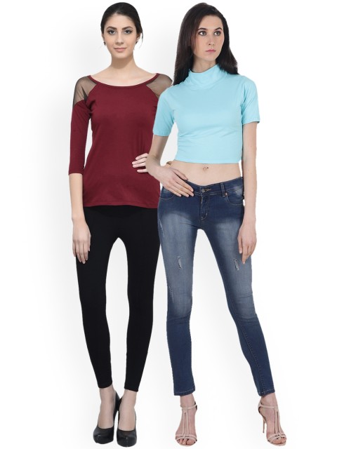 

SCORPIUS Women Pack of 2 Tops, Maroon