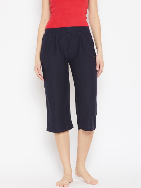

Sweet Dreams Women Navy Blue Solid Casual Lounge Capris